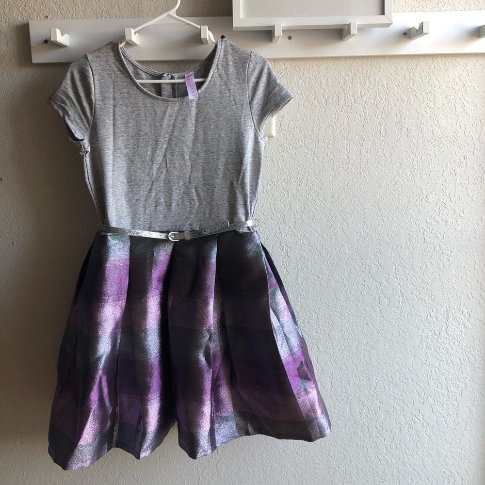 Girls T-shirt Dress with Metallic Skirt